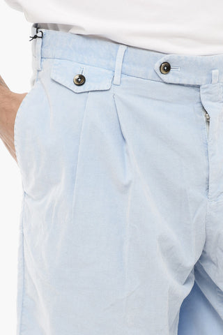 Shorts a Doppia Pince in Velour a Coste