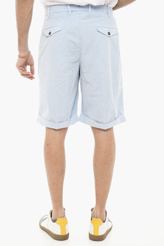 Shorts a Doppia Pince in Velour a Coste