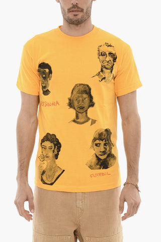 Cotton Crew-Neck T-shirt with Prints on the Front