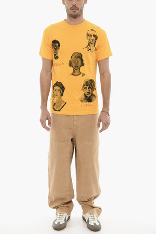 Cotton Crew-Neck T-shirt with Prints on the Front