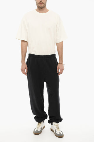 Joggers in Cotone Garzato a Tinta Unita