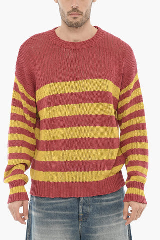 Striped Cotton and Linen Crew-neck Sweater