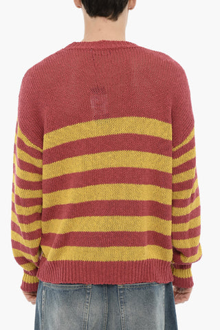 Striped Cotton and Linen Crew-neck Sweater