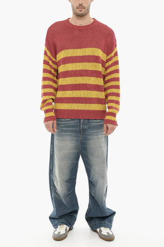 Striped Cotton and Linen Crew-neck Sweater