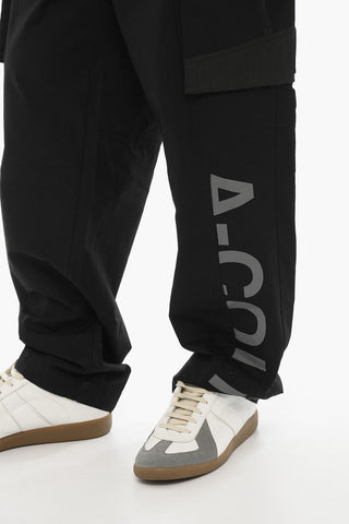Pantaloni Cargo a Quadri Rip Stop con Elastico in Vita