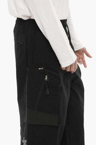Pantaloni Cargo a Quadri Rip Stop con Elastico in Vita