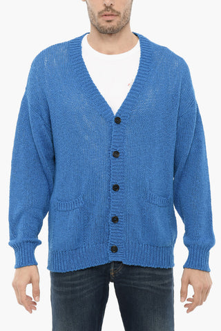 Cardigan in Cotone e Lino con Scollo a V