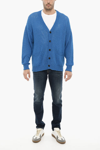 Cardigan in Cotone e Lino con Scollo a V