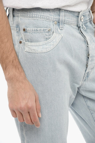 Light Wash Regular Fit Jeans with Metal Logo 20cm