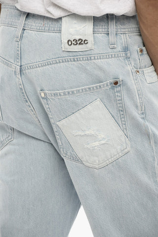 Light Wash Regular Fit Jeans with Metal Logo 20cm