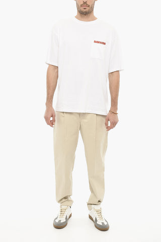 Solid Color Crew-neck T-Shirt with Breast Pocket