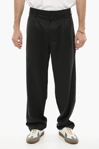 Pantaloni a Una pince Gessati con Passanti