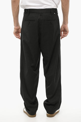 Pantaloni a Una pince Gessati con Passanti