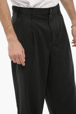Pantaloni a Una pince Gessati con Passanti