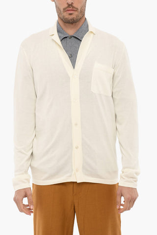 Lightweight Cotton Cardigan with Breast Pocket