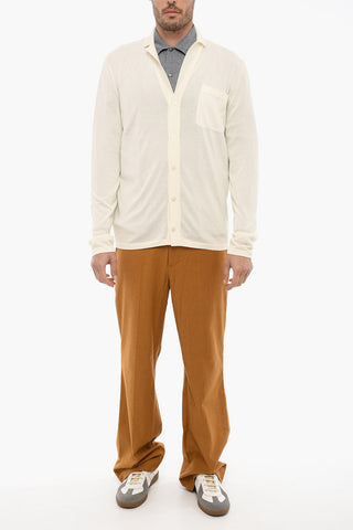 Lightweight Cotton Cardigan with Breast Pocket