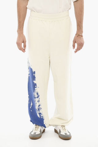 Cotton Joggers with Acid Wash Effect on Hem