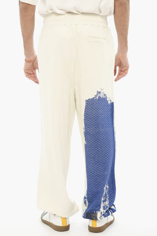 Cotton Joggers with Acid Wash Effect on Hem