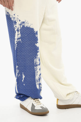 Cotton Joggers with Acid Wash Effect on Hem