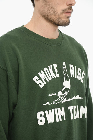 Fleeced Cotton Crew-neck Sweatshirt with Embossed Print