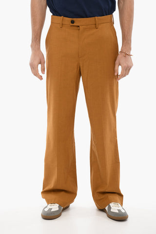 Baggy Fit Wool Blend Pants with Hidden Closure