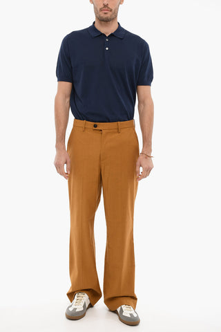 Baggy Fit Wool Blend Pants with Hidden Closure