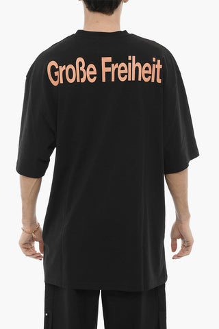 Organic Cotton Crew-neck T-Shirt with Contrasting Print