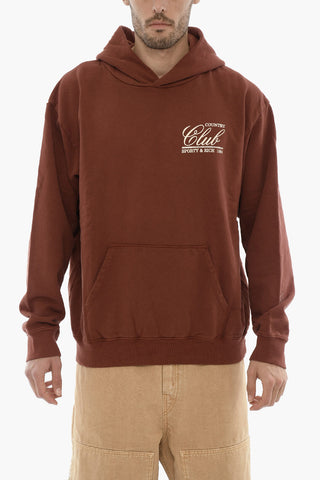 Felpa Hoodie in Cotone Felpato con Tasca a Toppa