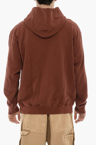 Felpa Hoodie in Cotone Felpato con Tasca a Toppa