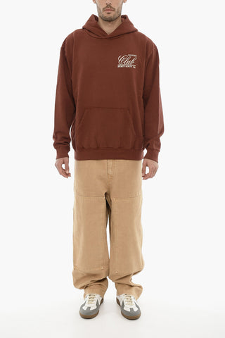 Felpa Hoodie in Cotone Felpato con Tasca a Toppa