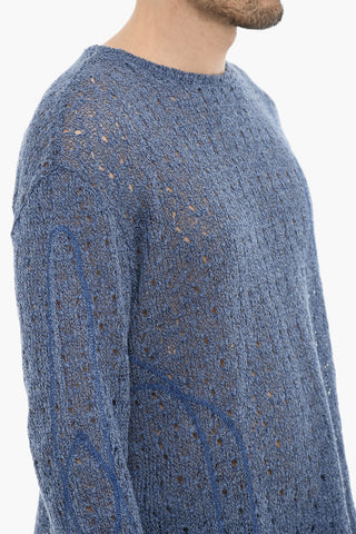 Perforated Solid Color WATTON Crew-neck Sweater