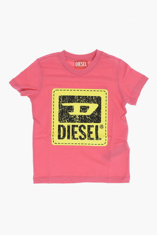 RED TAG T-Shirt Girocollo TBUDY in Tinta Unita con Logo Crackled