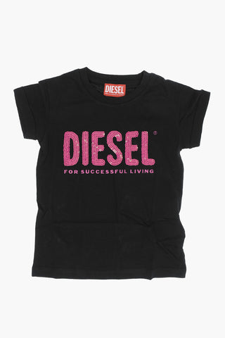 RED TAG T-Shirt Girocollo TFANCY in Tinta Unita con Logo in Paillettes