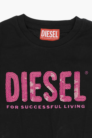 RED TAG T-Shirt Girocollo TFANCY in Tinta Unita con Logo in Paillettes