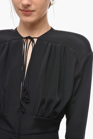 Draped NANTERRE Dress with Padded Shoulders