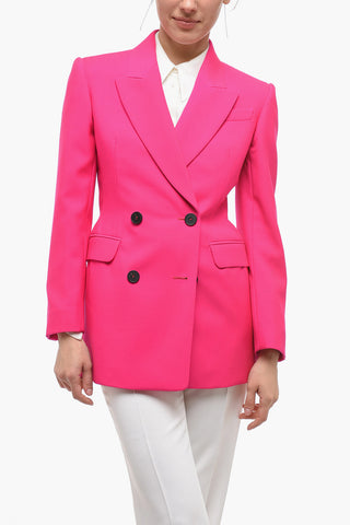 Double Breasted Blazer with Peak Lapel