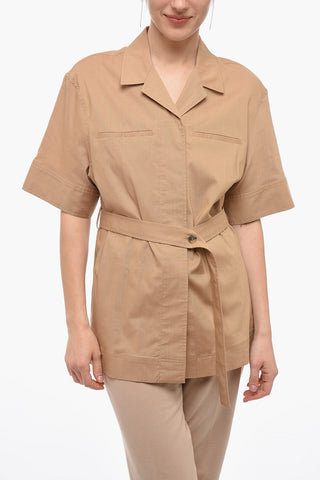Long Short-Sleeved Shirt with Belt