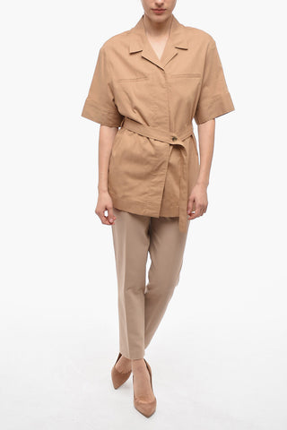 Long Short-Sleeved Shirt with Belt