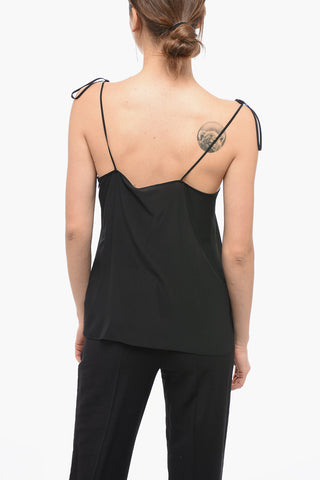 Tank Top in Seta con Dettaglio in Pizzo