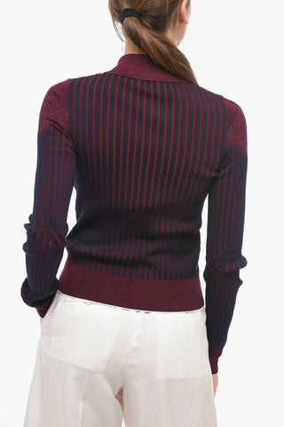 Maglia a Costine con Collo a Polo