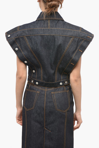 Denim Cropped Jacket with Flap Sleeves