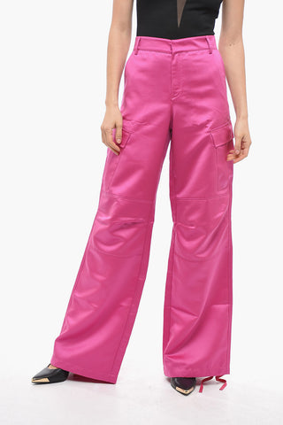 Satin Cargo Pants with High Waist