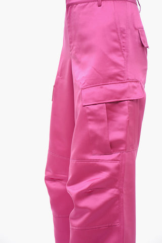 Satin Cargo Pants with High Waist