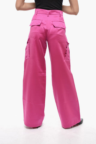 Satin Cargo Pants with High Waist