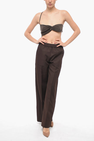 Pantaloni Straight Fit Con Vita Elasticizzata