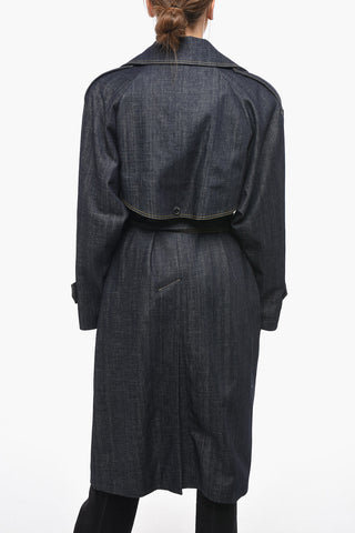 Denim Double-breasted ASPOS Trench with Notch Lapel