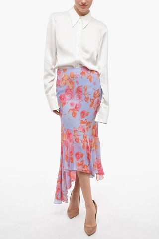 Asymmetrischer Viskoserock mit Blumenprint