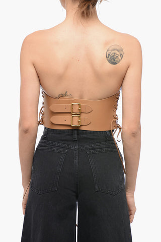 Corsetto in Pelle Lace-up con Doppia Fibbia Dorata 260mm