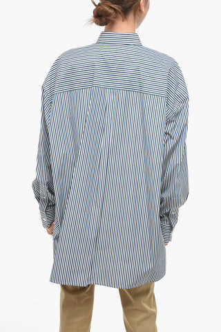 Camicia Oversized in Popeline con Fatasia a Righe Pinstripe