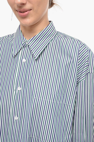 Camicia Oversized in Popeline con Fatasia a Righe Pinstripe